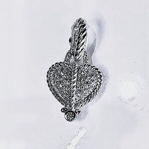 Judith Ripka Pave Heart Enhancer Pendant Reversible for Necklace or Bracelet